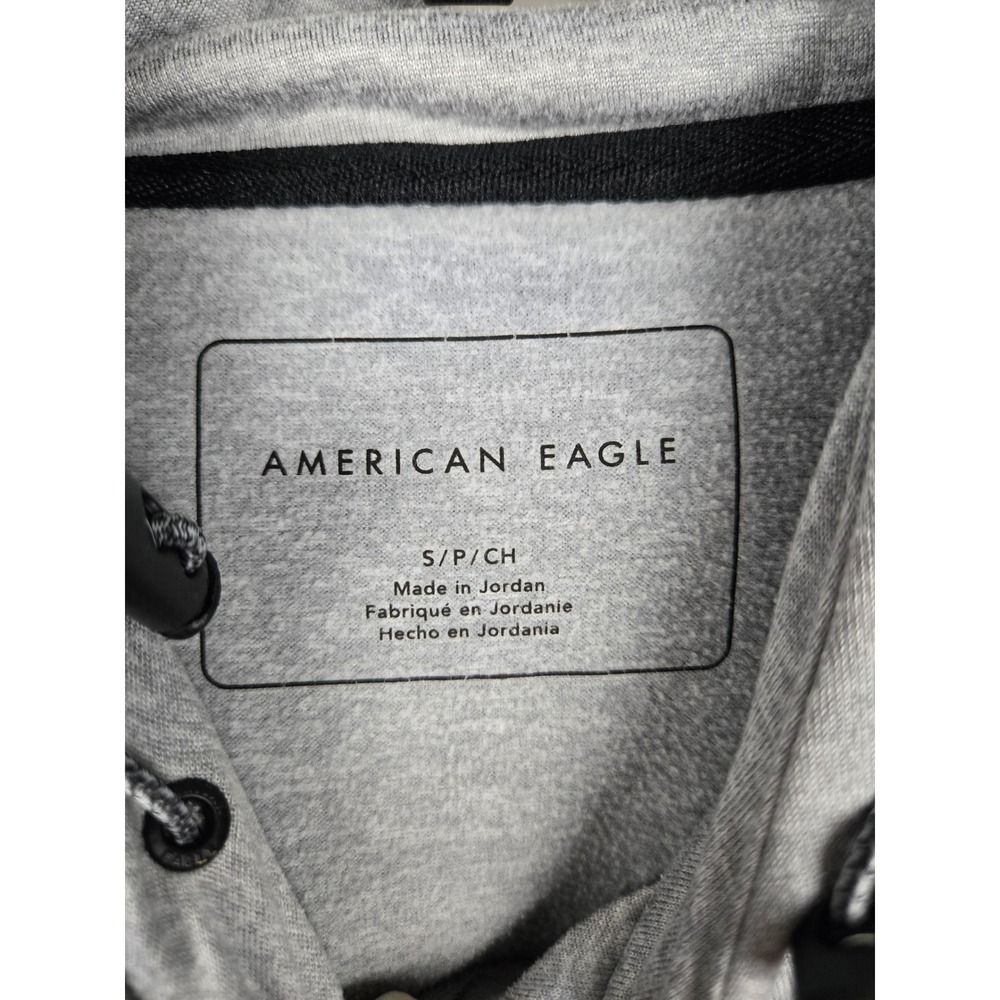 American Eagle Mens Gray Activewear Hoodie Sweatshirt Zip Pockets Small AE Logo - Picture 8 of 13